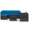 vidaXL Salon de jardin 6 pcs avec coussins Bois impr&eacute;gn&eacute; de gris