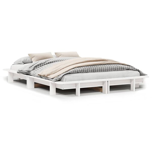 vidaXL Cadre de lit sans matelas blanc 140x200 cm bois de pin massif