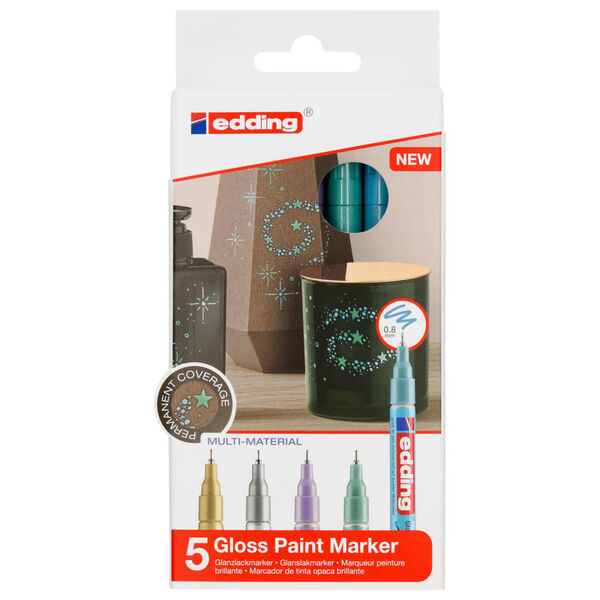 edding Marqueurs &agrave; peinture brillante 5 pcs Multicolore 780
