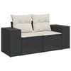 vidaXL Canap&eacute; de jardin avec coussins 2 places noir r&eacute;sine tress&eacute;e