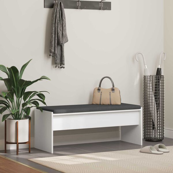 vidaXL Banc d'entr&eacute;e avec coussin Blanc 103 x 38 x 40 cm