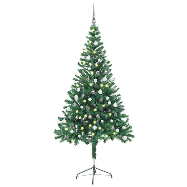 vidaXL Arbre de No&euml;l artificiel pr&eacute;-&eacute;clair&eacute;/boules 150 cm 380 branches