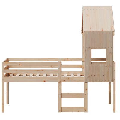 vidaXL Lit haut avec toit 75x190 cm bois de pin massif