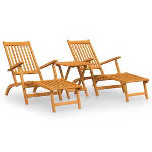 vidaXL Chaises longues d'ext&eacute;rieur repose-pieds et table Acacia solide