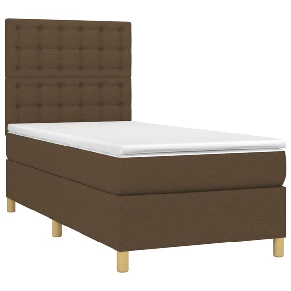 vidaXL Sommier &agrave; lattes de lit avec matelas Marron fonc&eacute; 90x190 cm