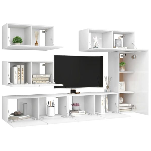 vidaXL Ensemble de meubles TV 6 pcs Blanc Bois d'ing&eacute;nierie