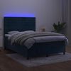 vidaXL Sommier &agrave; lattes de lit avec matelas LED Bleu fonc&eacute; 140x190 cm