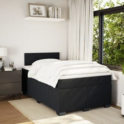 vidaXL Sommier à lattes de lit avec matelas noir 120x190 cm velours