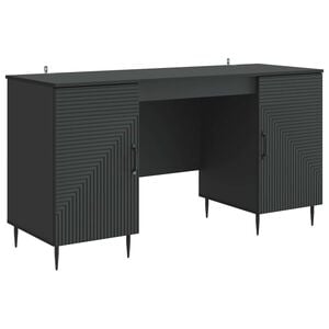 vidaXL Bureau avec &eacute;tag&egrave;re Noir 142,5 x 50 x 75 cm Bois d'ing&eacute;nierie