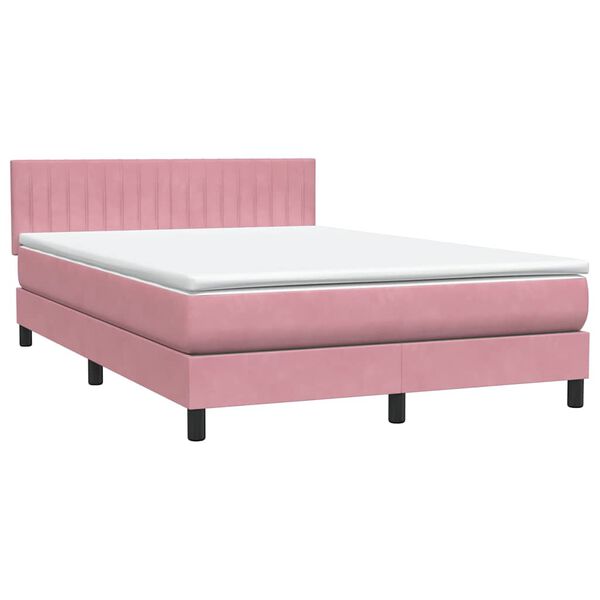 vidaXL Sommier &agrave; lattes de lit avec matelas rose 160x220 cm velours