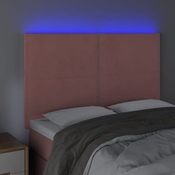 vidaXL T&ecirc;te de lit &agrave; LED Rose 144x5x118/128 cm Velours