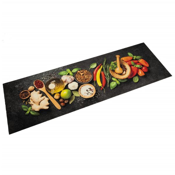 vidaXL Tapis de cuisine lavable impression d'&eacute;pices 60x180 cm velours