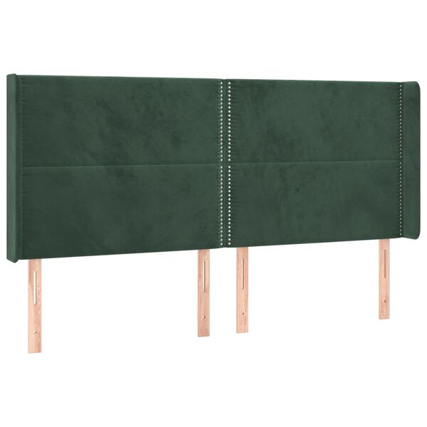 vidaXL T&ecirc;te de lit &agrave; LED Vert fonc&eacute; 183x16x118/128 cm Velours