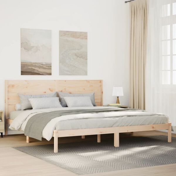 vidaXL Cadre de lit extra long sans matelas 180x210 cm bois massif