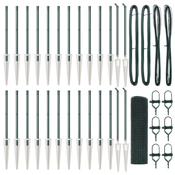 vidaXL Poteau de cl&ocirc;ture. Vert 50 x 0,5 m (maille 12 x 12 mm)