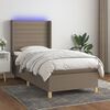 vidaXL Sommier &agrave; lattes de lit matelas et LED Taupe 90x190 cm Tissu