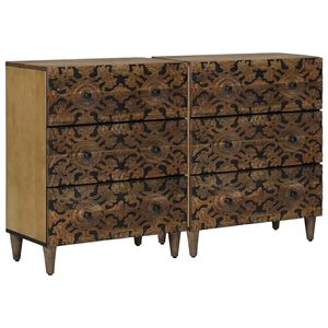 vidaXL Buffet 2 pc 60 x 33,5 x 75 cm Bois de mangue massif Marron