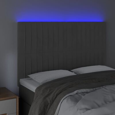 vidaXL Tête de lit à LED Gris foncé 144x5x118/128 cm Velours