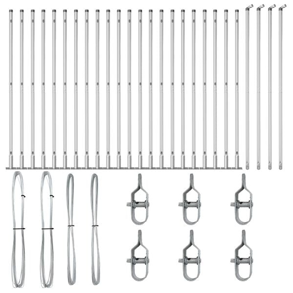 vidaXL Poteau de cl&ocirc;ture. 26 pcs Gris 3,2 x 3,2 x 68,5 cm