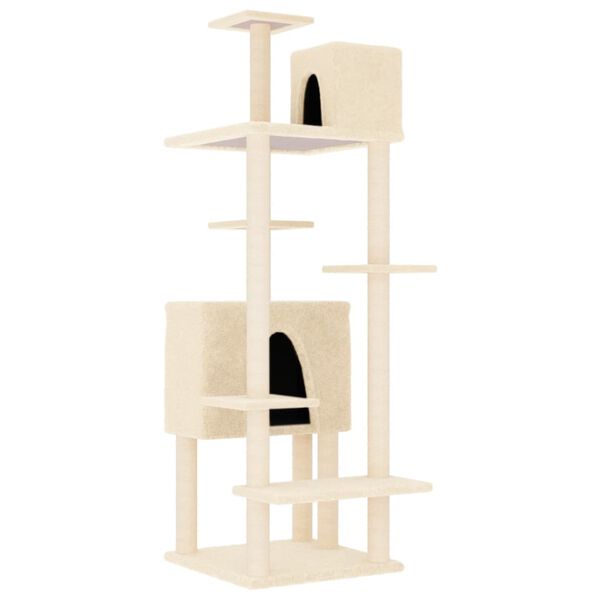 vidaXL Arbre à chat avec griffoirs en sisal Crème 154 cm