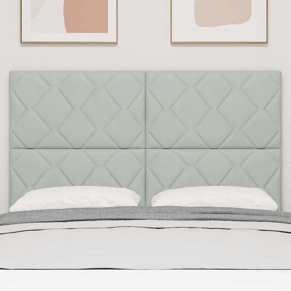 vidaXL T&ecirc;te de lit LED Gris clair 144 cm Cuir synth&eacute;tique