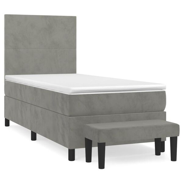 vidaXL Sommier &agrave; lattes de lit et matelas Gris clair 100x200cm Velours