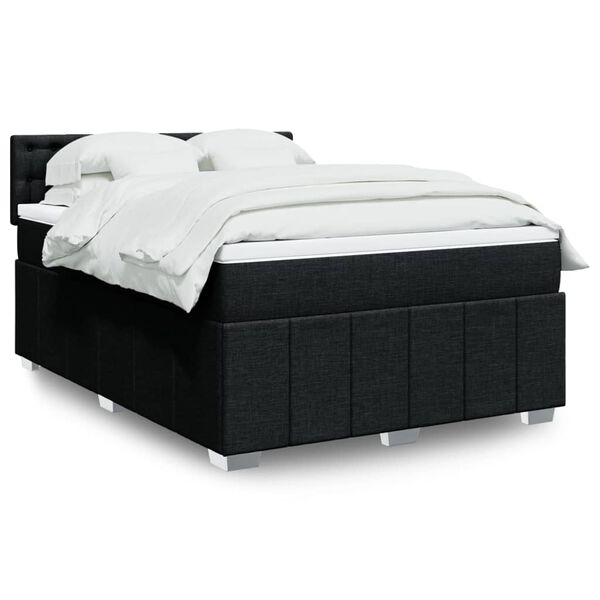 vidaXL Sommier &agrave; lattes de lit avec matelas Noir 140x190 cm Tissu
