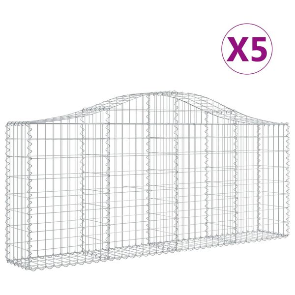 vidaXL Paniers &agrave; gabions arqu&eacute;s 5 pcs 200x30x80/100 cm Fer galvanis&eacute;