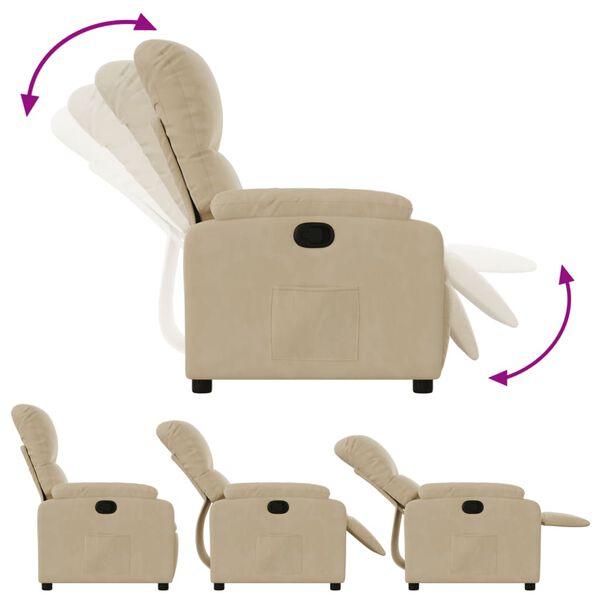 vidaXL Fauteuil inclinable crème tissu microfibre