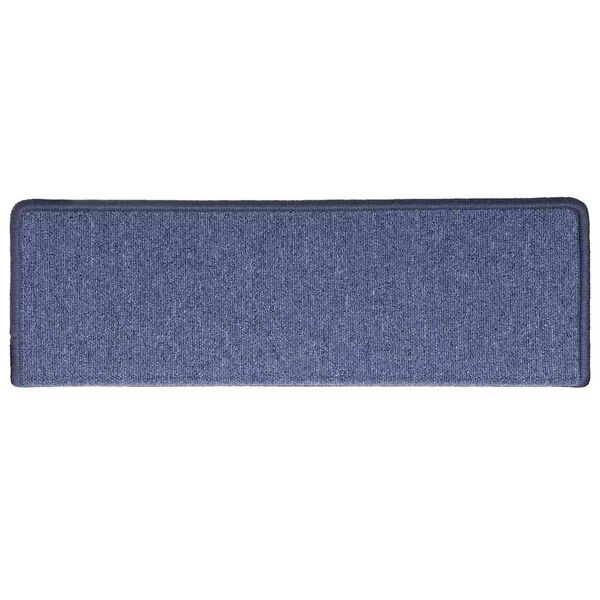 vidaXL Tapis d'escalier 30 pi&egrave;ces 65 x 21 x 4 cm Bleu Bord rectangulaire