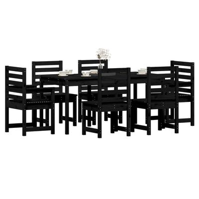 vidaXL Ensemble à manger de jardin 7 pcs noir bois massif de pin