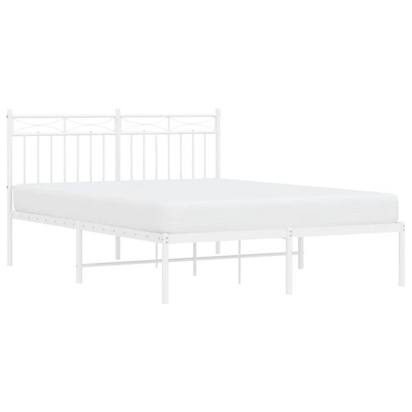 vidaXL Cadre de lit métal sans matelas et tête de lit blanc 140x200 cm