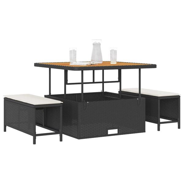 vidaXL Ensemble de salle &agrave; manger pour jardin Noir polyrotin