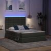 vidaXL Lit avec rangement et LED Gris fonc&eacute; 140 x 190 cm Polyester
