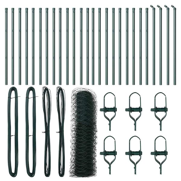 vidaXL Poteau de cl&ocirc;ture. Vert 50 x 0,5 m (maillage 36 mm)