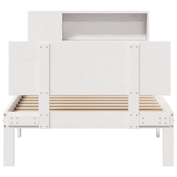 vidaXL Lit biblioth&egrave;que sans matelas blanc 90x200cm bois de pin massif