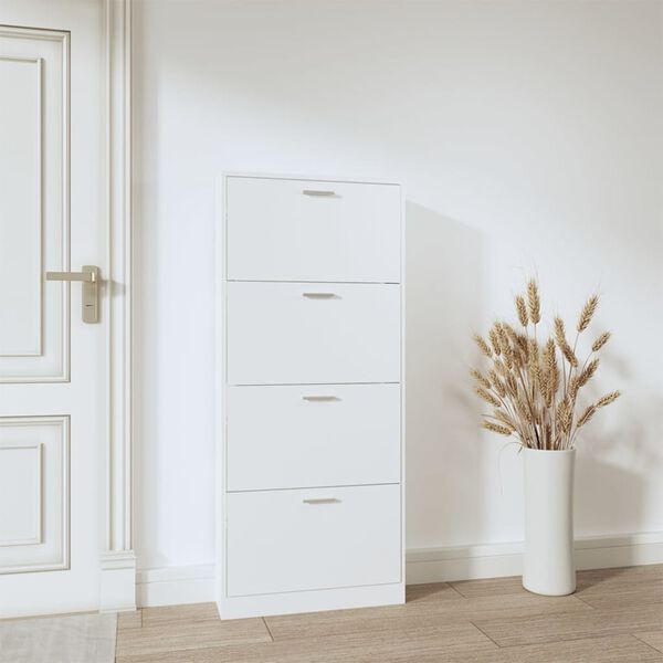 vidaXL Armoire &agrave; chaussures Blanc 59x17x150 cm Bois d'ing&eacute;nierie