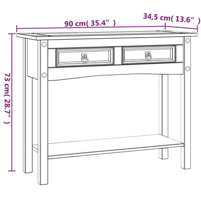 vidaXL Table console Gamme Corona Pin mexicain Blanc 90x34,5x73 cm