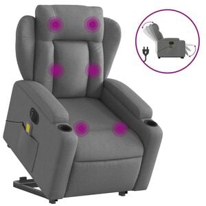 vidaXL Fauteuil inclinable de massage &eacute;lectrique Gris fonc&eacute; Tissu