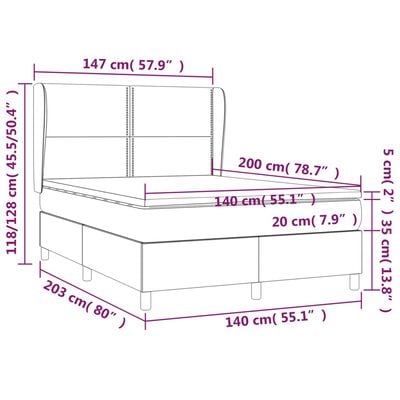 vidaXL Sommier à lattes de lit avec matelas Cappuccino 140x200 cm