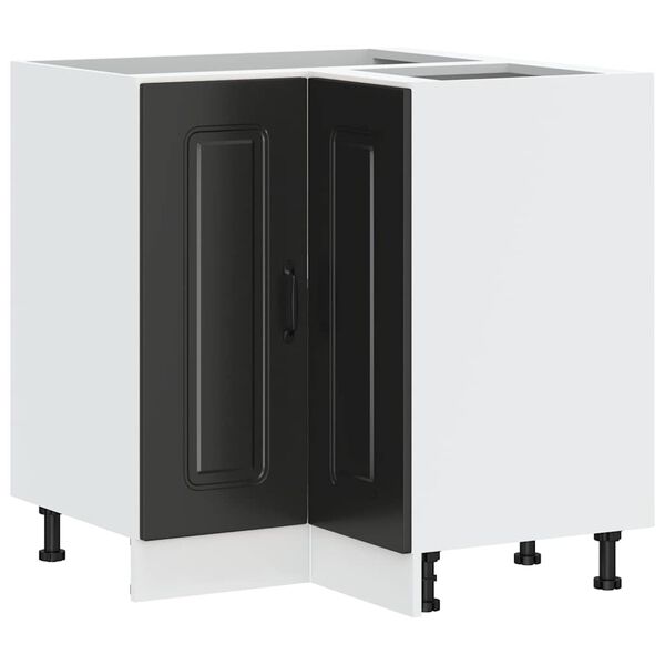 vidaXL Armoire d'angle de cuisine Kalmar noir bois d'ing&eacute;nierie