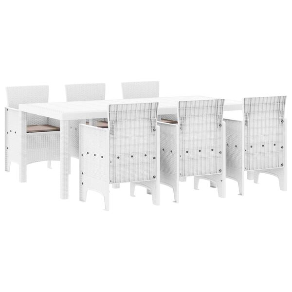 vidaXL Ensemble de salle à manger pour jardin 7 pcs Blanc Rattan Polt
