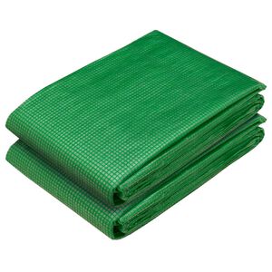 vidaXL B&acirc;che avec &oelig;illets 2 pc Vert 3 x 5 m 260 gsm PE