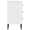 vidaXL Table de chevet avec pieds en métal Blanc Bois pin massif OSLO