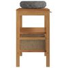 vidaXL Armoire de toilette Teck solide avec lavabo en marbre Noir
