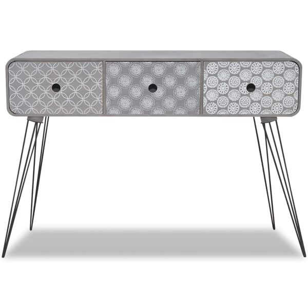 vidaXL Table console avec 3 tiroirs Gris