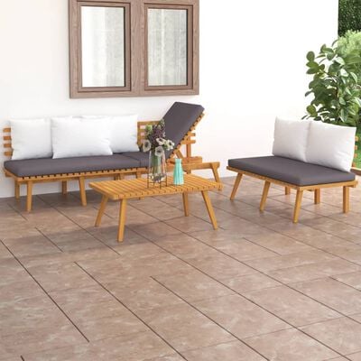 vidaXL Salon de jardin 3 pcs avec coussins Bois d'acacia massif