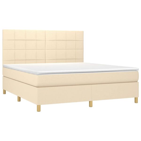 vidaXL Sommier &agrave; lattes de lit avec matelas Cr&egrave;me 160x200 cm Tissu