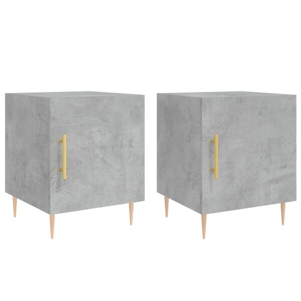 vidaXL Tables de chevet 2 pcs gris b&eacute;ton 40x40x50 cm bois d&rsquo;ing&eacute;nierie