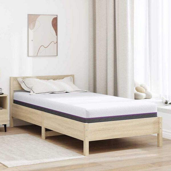vidaXL Matelas Blanc et Gris 120 x 200 cm Mousse à Mémoire